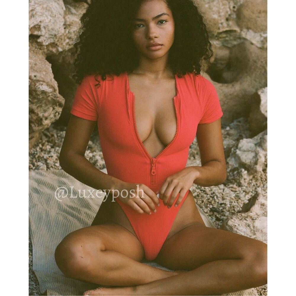 Free People x Toast Swim Fire Coral Ribbed Signature Surf Suit XL